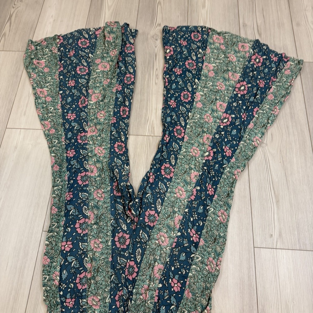 Free People Bali Sultry Boho Flare Pants Small Floral Coastal Hippie Festival - Picture 10 of 12